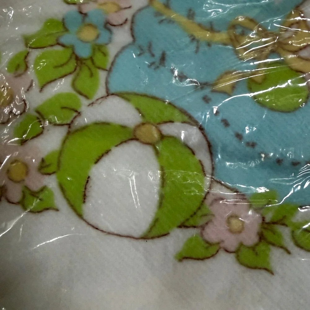 Vintage Nitey Nite Heavyweight Crib Blanket 100% Cotton 36x50 NEW Satin trim